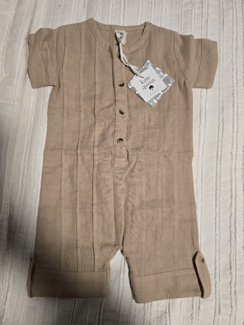 kate quinn romper - beige ribbed baby one-piece